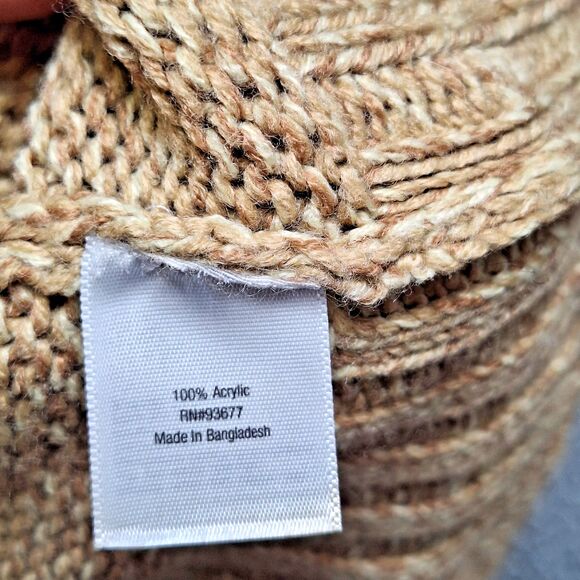 St Johns Bay Womens XL Cable Knit Fisherman Cardigan Pockets Beige Classy Cozy - Picture 7 of 10